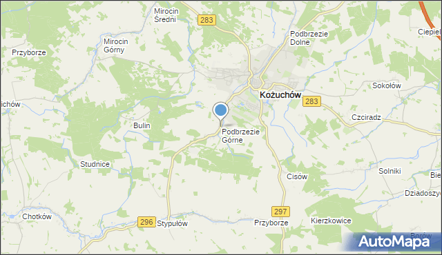 mapa Podbrzezie Górne, Podbrzezie Górne na mapie Targeo